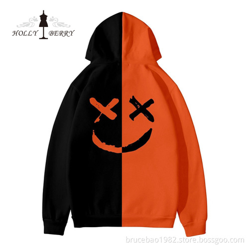 Fashion Contrast Color Printing Knit Hoodie
